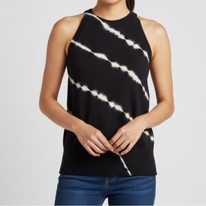 DKNY Navy & White Tie-Dye Sleeveless Tank Sweater Top -size women’s Medium - NWT
